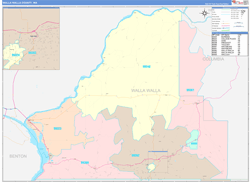Walla Walla County, WA Wall Map Color Cast Style 2024